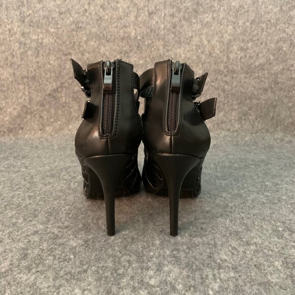 Club Couture Women's Heel Black Double Strap Back Zip Pump Pointed Toe Shoes - Picture 8 of 9